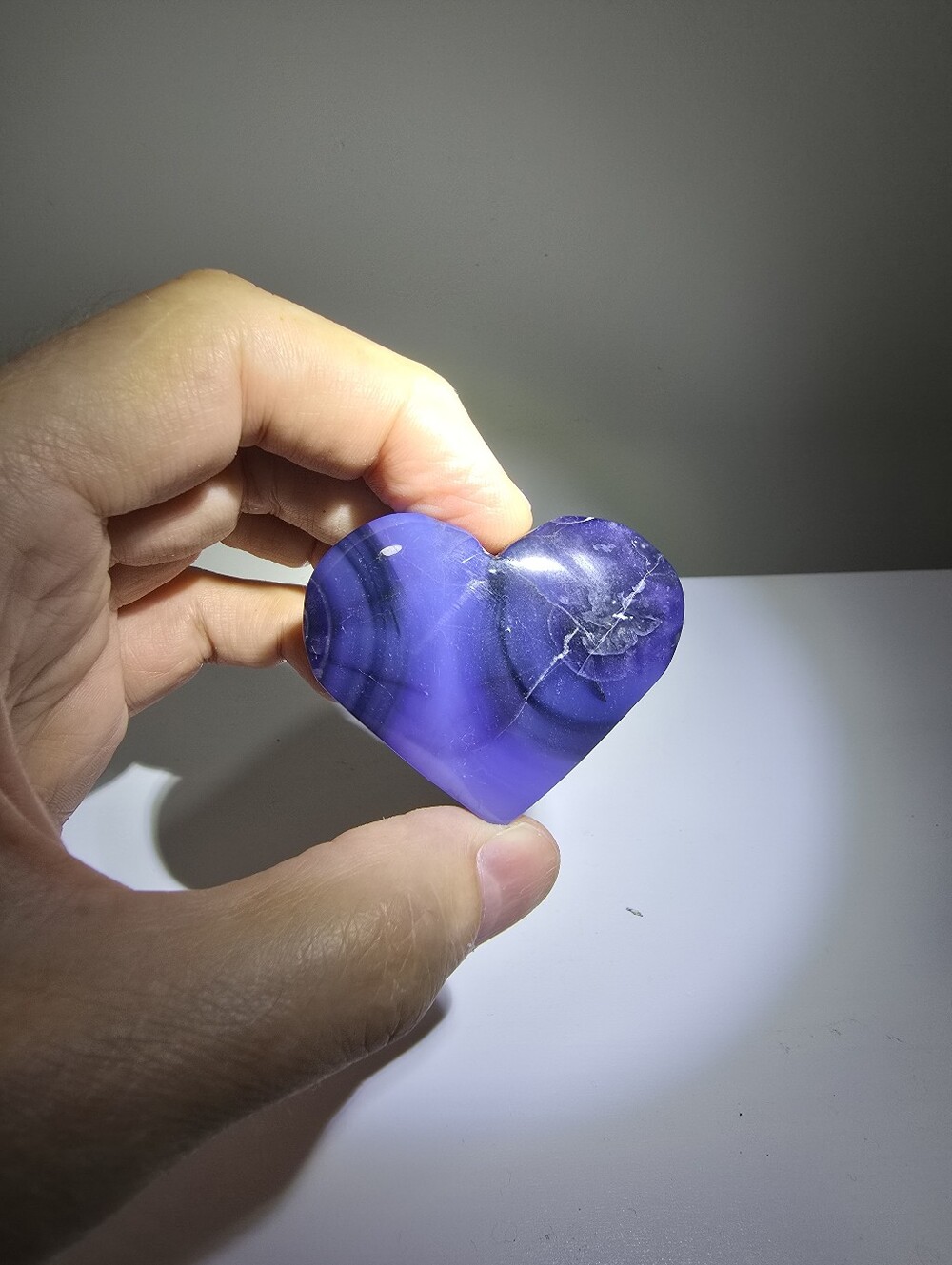 Blue Flower Agate Crystal Heart #D
